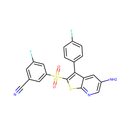 N#Cc1cc(F)cc(S(=O)(=O)c2sc3ncc(N)cc3c2-c2ccc(F)cc2)c1 ZINC000299861013