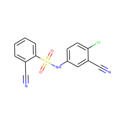 N#Cc1cc(NS(=O)(=O)c2ccccc2C#N)ccc1Cl ZINC000010514929