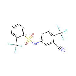 N#Cc1cc(NS(=O)(=O)c2ccccc2C(F)(F)F)ccc1C(F)(F)F ZINC000584596857