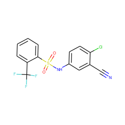 N#Cc1cc(NS(=O)(=O)c2ccccc2C(F)(F)F)ccc1Cl ZINC000010514801