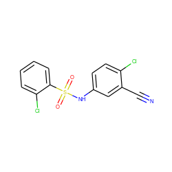 N#Cc1cc(NS(=O)(=O)c2ccccc2Cl)ccc1Cl ZINC000010514901