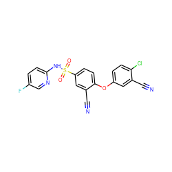 N#Cc1cc(Oc2ccc(S(=O)(=O)Nc3ccc(F)cn3)cc2C#N)ccc1Cl ZINC000473194499