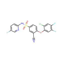 N#Cc1cc(S(=O)(=O)Nc2ccc(F)cn2)ccc1Oc1cc(F)c(F)cc1Cl ZINC000473201088