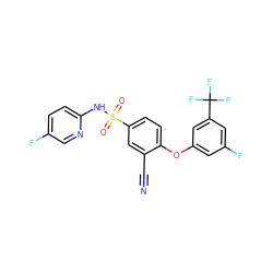 N#Cc1cc(S(=O)(=O)Nc2ccc(F)cn2)ccc1Oc1cc(F)cc(C(F)(F)F)c1 ZINC000473199148