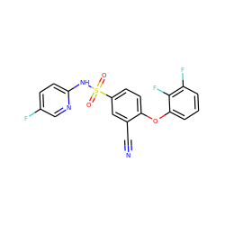 N#Cc1cc(S(=O)(=O)Nc2ccc(F)cn2)ccc1Oc1cccc(F)c1F ZINC000220156823