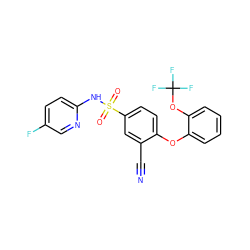 N#Cc1cc(S(=O)(=O)Nc2ccc(F)cn2)ccc1Oc1ccccc1OC(F)(F)F ZINC000473199081