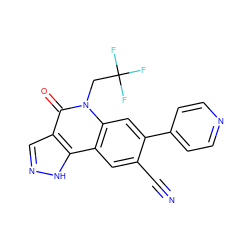 N#Cc1cc2c3[nH]ncc3c(=O)n(CC(F)(F)F)c2cc1-c1ccncc1 ZINC000220098252