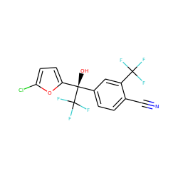 N#Cc1ccc([C@@](O)(c2ccc(Cl)o2)C(F)(F)F)cc1C(F)(F)F ZINC000653886016