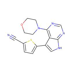 N#Cc1ccc(-c2c[nH]c3ncnc(N4CCOCC4)c23)s1 ZINC000224886285