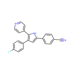 N#Cc1ccc(-c2cc(-c3ccc(F)cc3)c(-c3ccncc3)[nH]2)cc1 ZINC000027732553