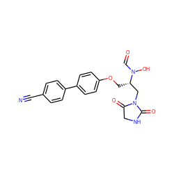 N#Cc1ccc(-c2ccc(OC[C@@H](CN3C(=O)CNC3=O)N(O)C=O)cc2)cc1 ZINC000029341831