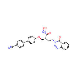 N#Cc1ccc(-c2ccc(OC[C@H](CCn3nnc4ccccc4c3=O)C(=O)NO)cc2)cc1 ZINC000000602957