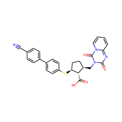 N#Cc1ccc(-c2ccc(S[C@H]3CC[C@@H](Cn4c(=O)nc5ccccn5c4=O)[C@@H]3C(=O)O)cc2)cc1 ZINC000013525925