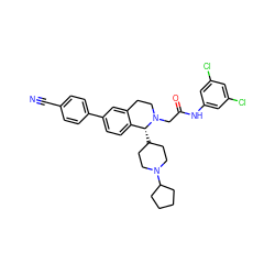 N#Cc1ccc(-c2ccc3c(c2)CCN(CC(=O)Nc2cc(Cl)cc(Cl)c2)[C@@H]3C2CCN(C3CCCC3)CC2)cc1 ZINC000084597556