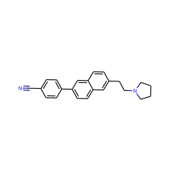 N#Cc1ccc(-c2ccc3cc(CCN4CCCC4)ccc3c2)cc1 ZINC000028900932