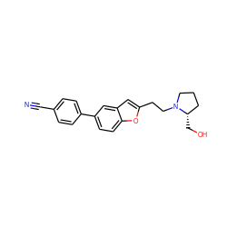 N#Cc1ccc(-c2ccc3oc(CCN4CCC[C@@H]4CO)cc3c2)cc1 ZINC000013589382