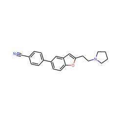 N#Cc1ccc(-c2ccc3oc(CCN4CCCC4)cc3c2)cc1 ZINC000013589379