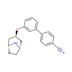 N#Cc1ccc(-c2cccc(O[C@H]3C[C@@H]4CC[C@H](C3)N4)c2)cc1 ZINC000101387223