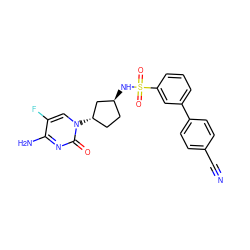 N#Cc1ccc(-c2cccc(S(=O)(=O)N[C@H]3CC[C@H](n4cc(F)c(N)nc4=O)C3)c2)cc1 ZINC000049785573