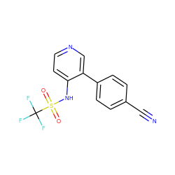 N#Cc1ccc(-c2cnccc2NS(=O)(=O)C(F)(F)F)cc1 ZINC001772616937