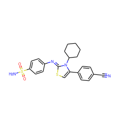 N#Cc1ccc(-c2cs/c(=N\c3ccc(S(N)(=O)=O)cc3)n2C2CCCCC2)cc1 ZINC000473107207