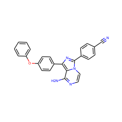 N#Cc1ccc(-c2nc(-c3ccc(Oc4ccccc4)cc3)c3c(N)nccn23)cc1 ZINC000096168187