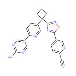 N#Cc1ccc(-c2nc(C3(c4ccc(-c5cnc(N)nc5)nc4)CCC3)no2)cn1 ZINC000096175488