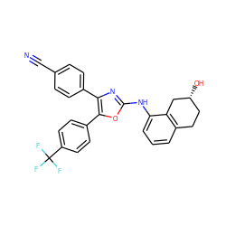 N#Cc1ccc(-c2nc(Nc3cccc4c3C[C@H](O)CC4)oc2-c2ccc(C(F)(F)F)cc2)cc1 ZINC000053242973