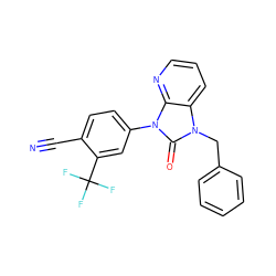 N#Cc1ccc(-n2c(=O)n(Cc3ccccc3)c3cccnc32)cc1C(F)(F)F ZINC000084618760