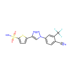 N#Cc1ccc(-n2cc(-c3ccc(S(N)(=O)=O)s3)nn2)cc1C(F)(F)F ZINC000096913520