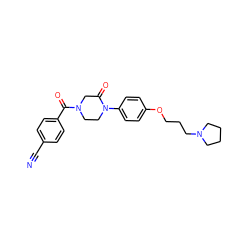 N#Cc1ccc(C(=O)N2CCN(c3ccc(OCCCN4CCCC4)cc3)C(=O)C2)cc1 ZINC000028870256