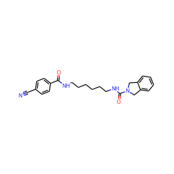 N#Cc1ccc(C(=O)NCCCCCCNC(=O)N2Cc3ccccc3C2)cc1 ZINC000167603357