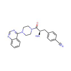 N#Cc1ccc(C[C@@H](N)C(=O)N2CCN(c3ncnc4ccccc34)CC2)cc1 ZINC000064549108