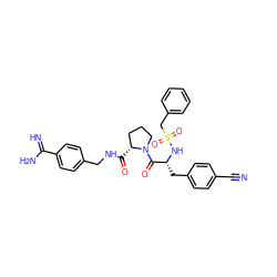 N#Cc1ccc(C[C@@H](NS(=O)(=O)Cc2ccccc2)C(=O)N2CCC[C@H]2C(=O)NCc2ccc(C(=N)N)cc2)cc1 ZINC000072178028