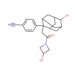 N#Cc1ccc(C2(CC(=O)N3CC(O)C3)C3CC4CC2CC(C3)C4O)cc1 ZINC000146855119