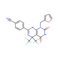 N#Cc1ccc(C2=NC(C(F)(F)F)(C(F)(F)F)c3c(n(Cc4ccco4)c(=O)[nH]c3=O)N2)cc1 ZINC000001311935