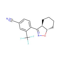 N#Cc1ccc(C2=NO[C@H]3CCCC[C@H]23)c(C(F)(F)F)c1 ZINC000095580592