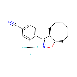 N#Cc1ccc(C2=NO[C@H]3CCCCCC[C@H]23)c(C(F)(F)F)c1 ZINC000095578473