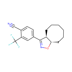 N#Cc1ccc(C2=NO[C@H]3CCCCCC[C@H]23)cc1C(F)(F)F ZINC000095577355