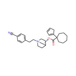 N#Cc1ccc(CC[N+]23CCC(CC2)[C@@H](OC(=O)C2(C4=CC=CC4)CCCCCC2)C3)cc1 ZINC000103279981