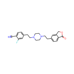 N#Cc1ccc(CCN2CCN(CCc3ccc4c(c3)COC4=O)CC2)cc1F ZINC000095560069