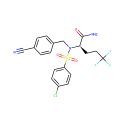 N#Cc1ccc(CN([C@H](CCC(F)(F)F)C(N)=O)S(=O)(=O)c2ccc(Cl)cc2)cc1 ZINC000084690581