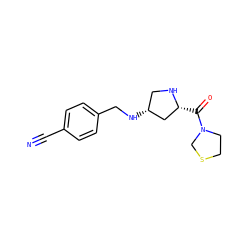 N#Cc1ccc(CN[C@@H]2CN[C@H](C(=O)N3CCSC3)C2)cc1 ZINC000028642113