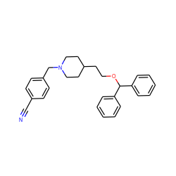 N#Cc1ccc(CN2CCC(CCOC(c3ccccc3)c3ccccc3)CC2)cc1 ZINC000013494217