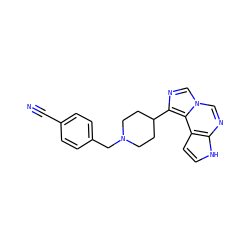 N#Cc1ccc(CN2CCC(c3ncn4cnc5[nH]ccc5c34)CC2)cc1 ZINC000205551718