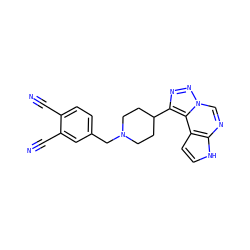 N#Cc1ccc(CN2CCC(c3nnn4cnc5[nH]ccc5c34)CC2)cc1C#N ZINC001772622134