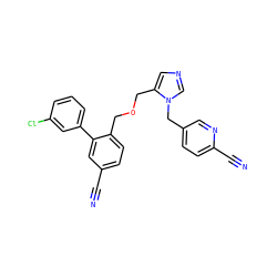 N#Cc1ccc(COCc2cncn2Cc2ccc(C#N)nc2)c(-c2cccc(Cl)c2)c1 ZINC000028368889