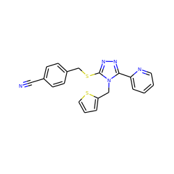 N#Cc1ccc(CSc2nnc(-c3ccccn3)n2Cc2cccs2)cc1 ZINC000066123335