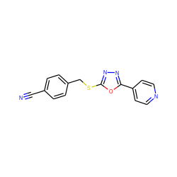 N#Cc1ccc(CSc2nnc(-c3ccncc3)o2)cc1 ZINC000001378699