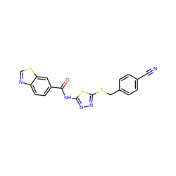 N#Cc1ccc(CSc2nnc(NC(=O)c3ccc4ncsc4c3)s2)cc1 ZINC000003335903